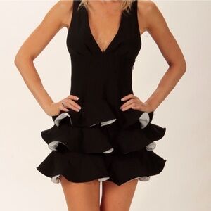 BCBGMAXAZRIA Wired Ruffle Mini Dress